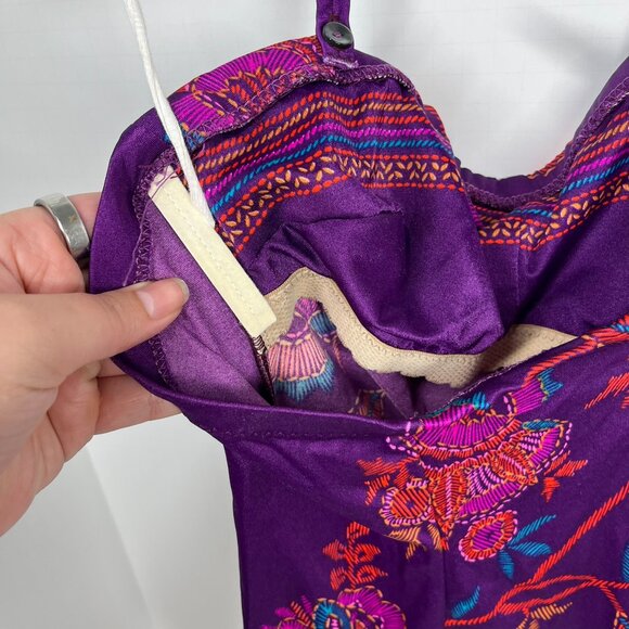 Sirena Deep Purple Paisley Patterned Halter Adjustable One piece swimsuit Sz. 12 - Picture 8 of 9